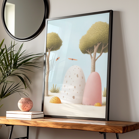 Nursery Wall Art Whimsical Bug Print, Pastel Children's Poster, Kids Room Decor