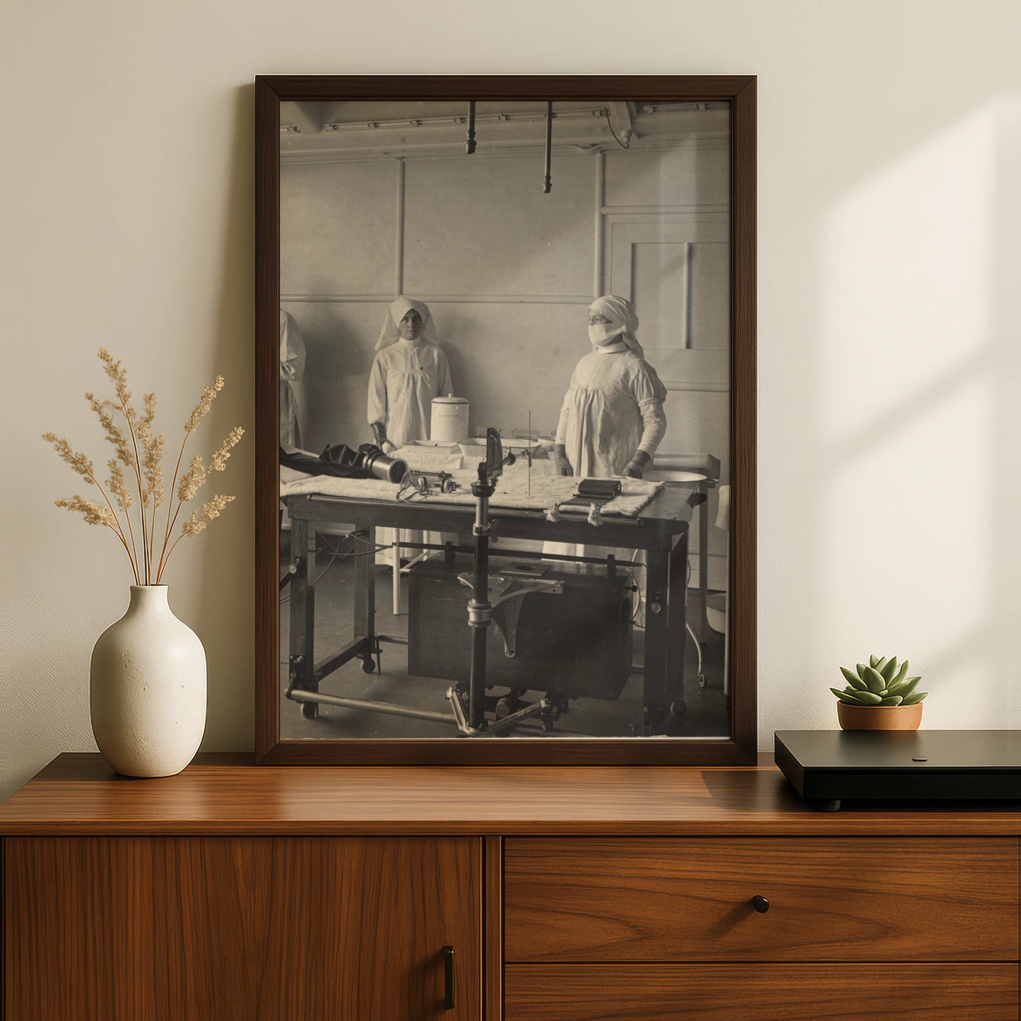 Vintage Operating Theatre Poster, Antique Medical Nurses Print, Sepia Hospital Wall Art