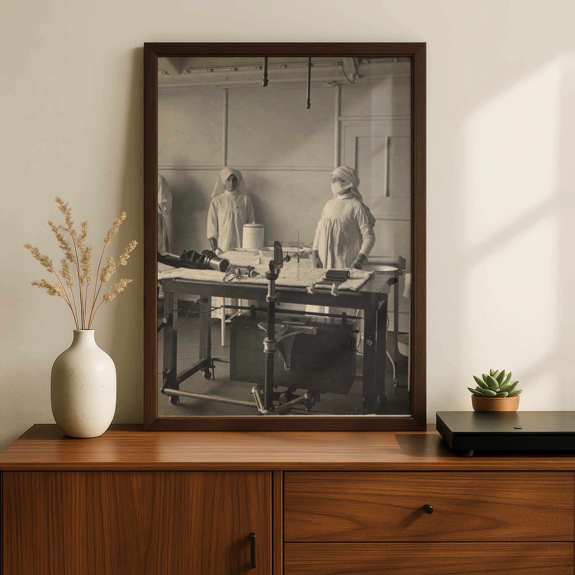 Vintage Operating Theatre Poster, Antique Medical Nurses Print, Sepia Hospital Wall Art