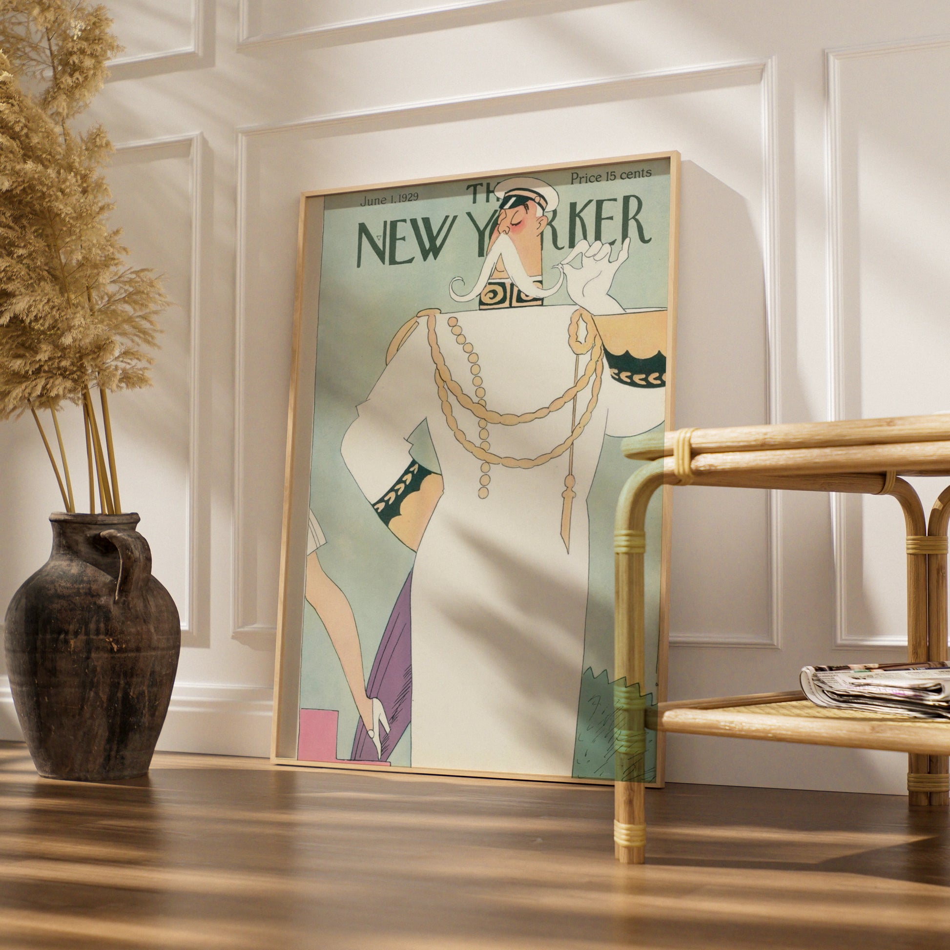New Yorker 1929 Cover Poster, Art Deco Naval Officer, Vintage Magazine Wall Art