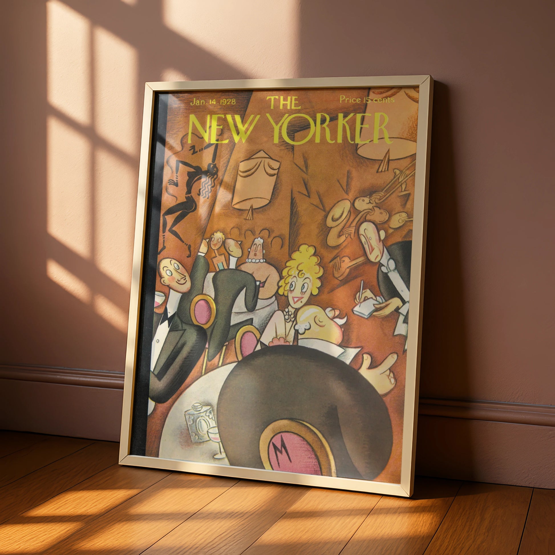 The New Yorker January 1928 Cover Art Poster, Vintage Jazz Club Wall Print