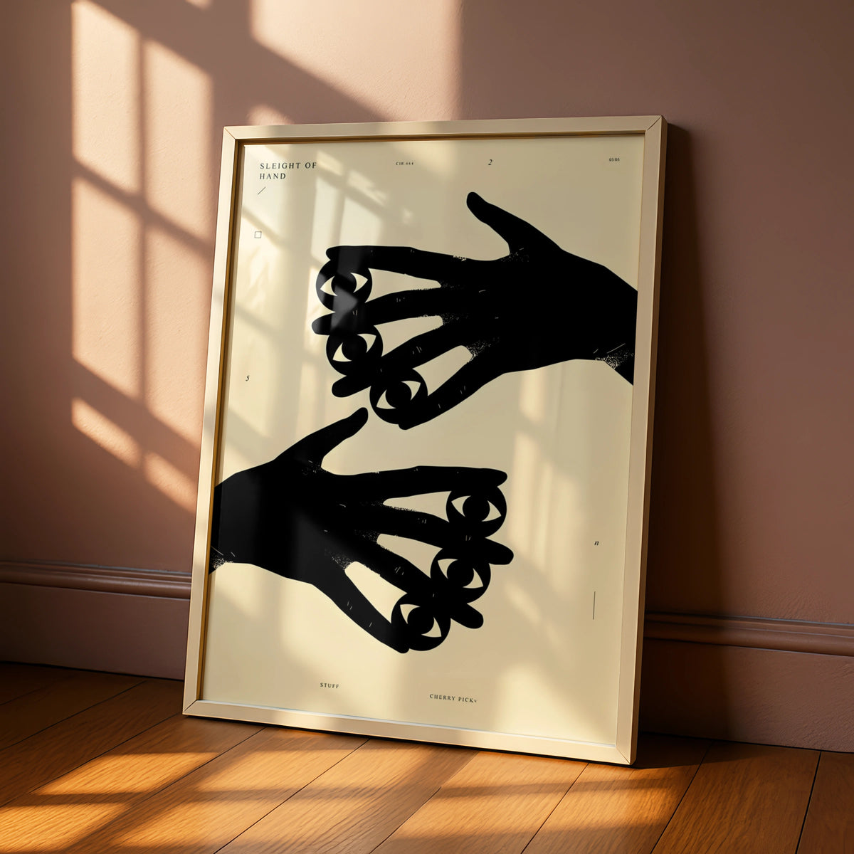 Hands With Eyes Monochrome Wall Art, Surreal Black and White Poster, Modern Minimalist Print