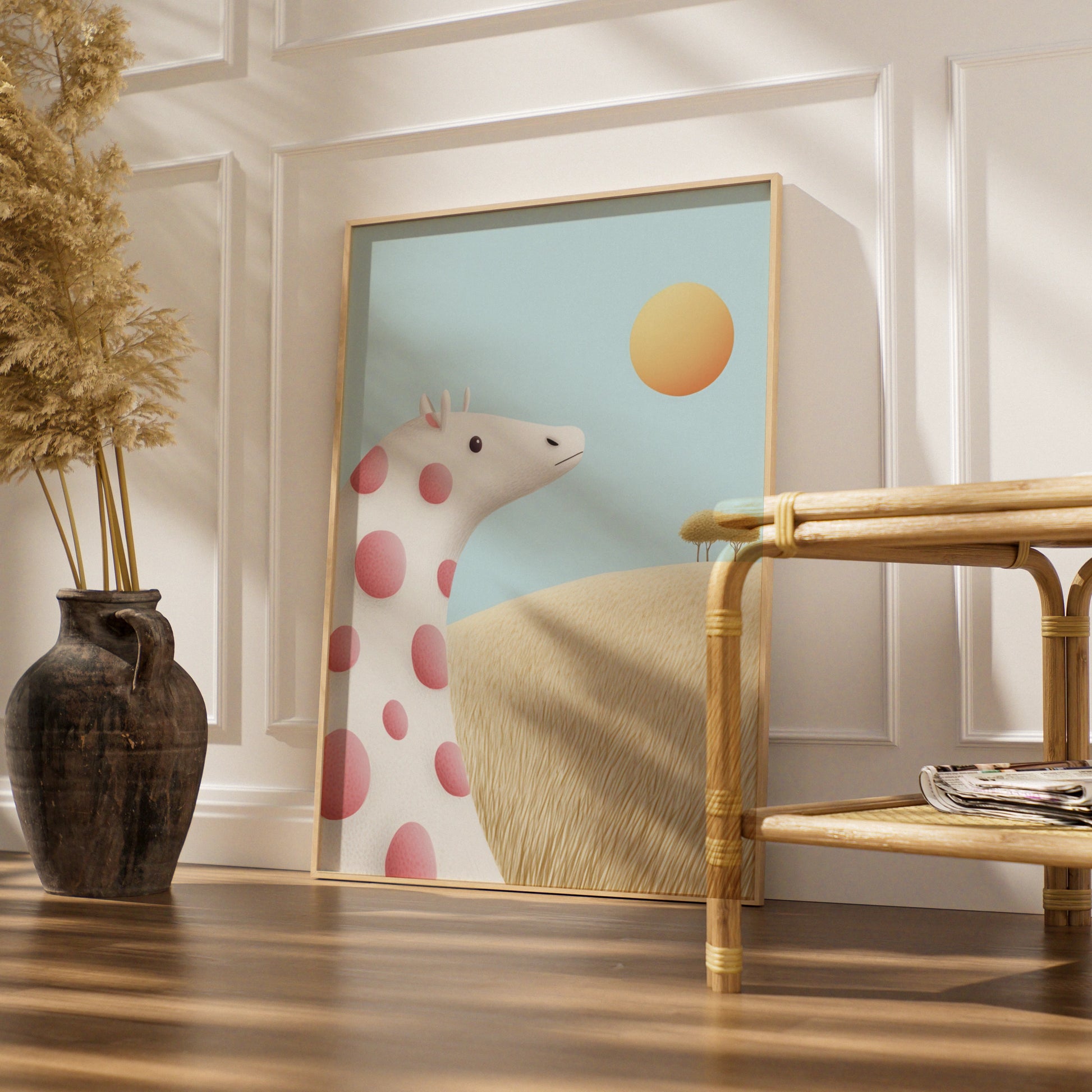 Giraffe Nursery Wall Art, Cute Baby Animal Print, Pastel Kids Room Poster, Whimsical Safari Decor