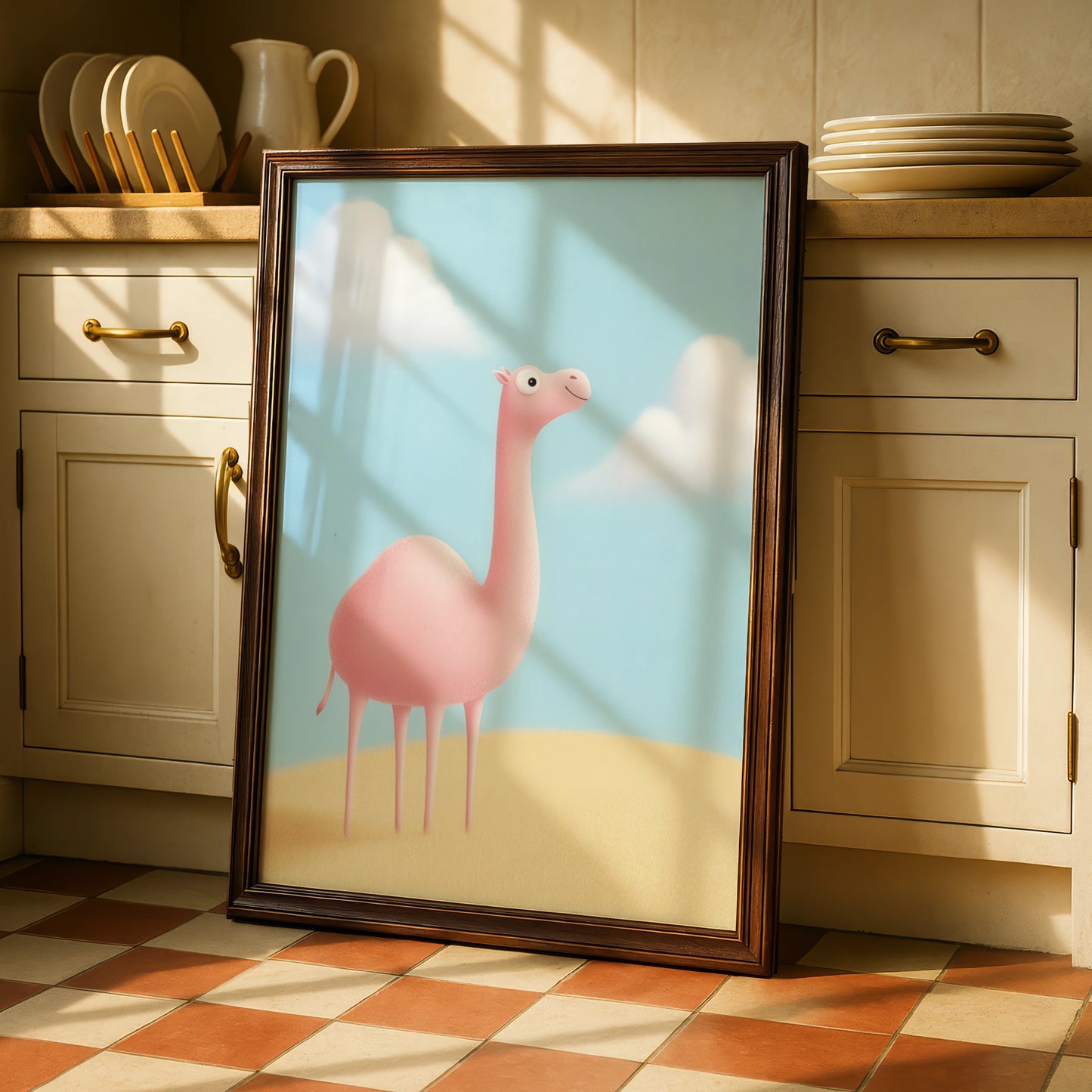 Cute Camel Nursery Wall Art, Pink Desert Animal Print, Kids Room Poster, Baby Decor