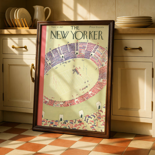 The New Yorker 1927 Football Stadium Poster, Vintage Sports Wall Art Print