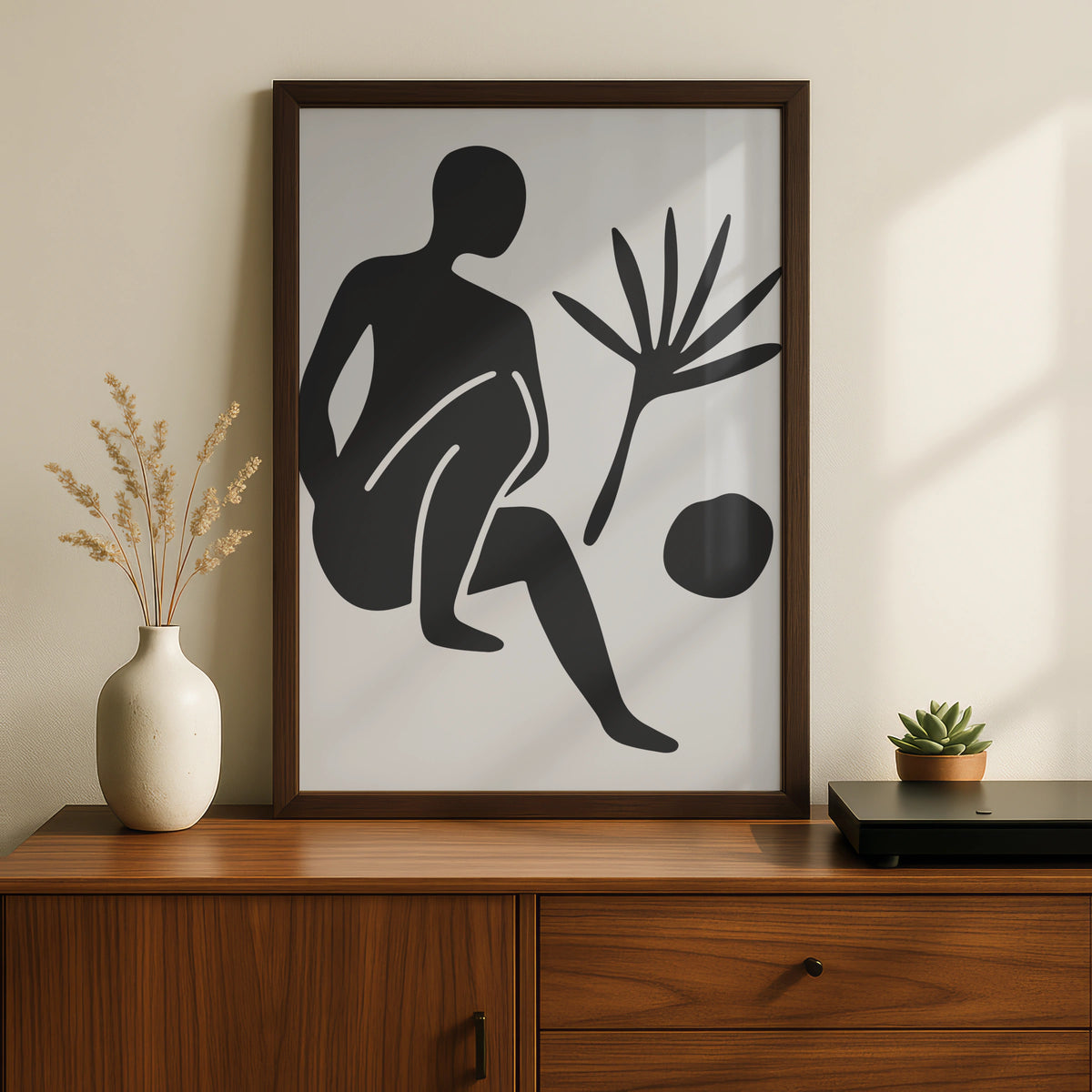Henri Matisse Black Figure Poster, Abstract Body Art Print, Minimalist Grey Wall Art
