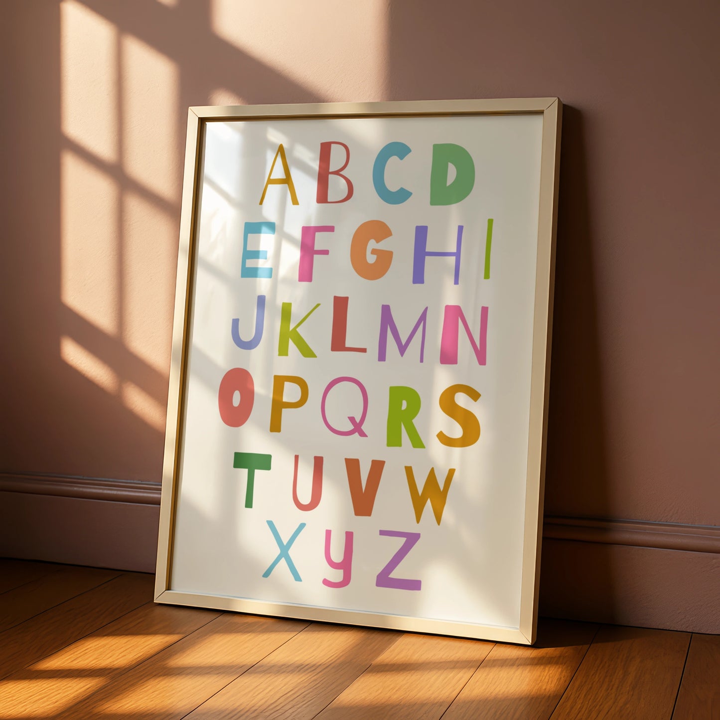 Colourful Alphabet Nursery Wall Art, ABC Kids Poster, Playroom Educational Print