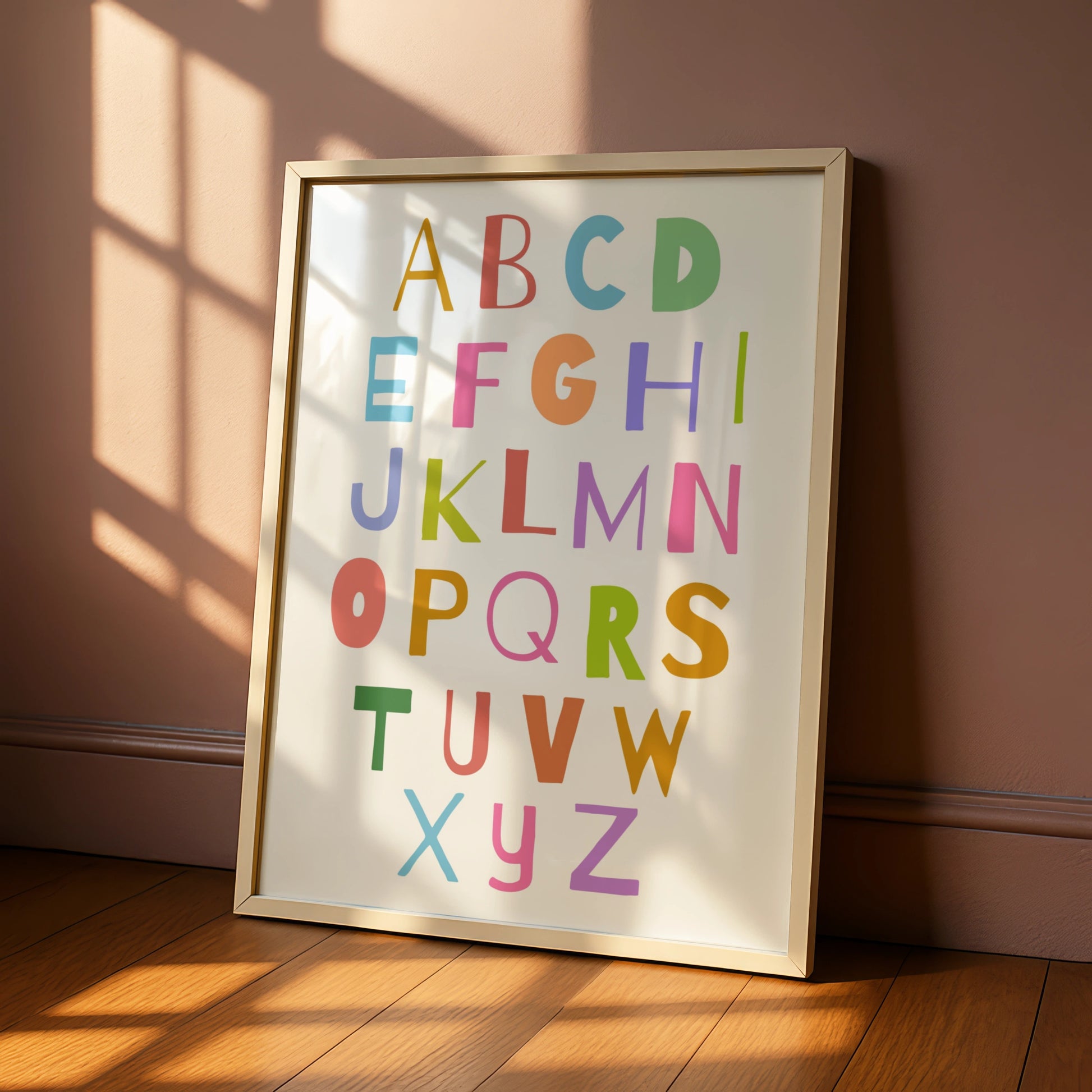 Colourful Alphabet Nursery Wall Art, ABC Kids Poster, Playroom Educational Print
