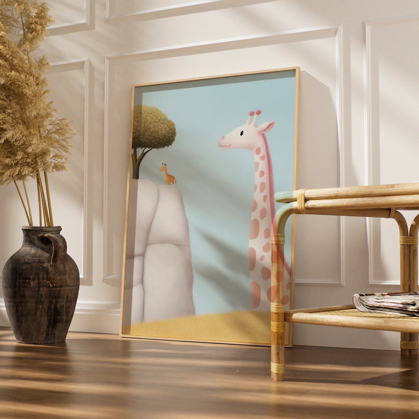 Giraffe Nursery Wall Art, Cute Safari Print, Baby Animal Poster, Kids Room Decor