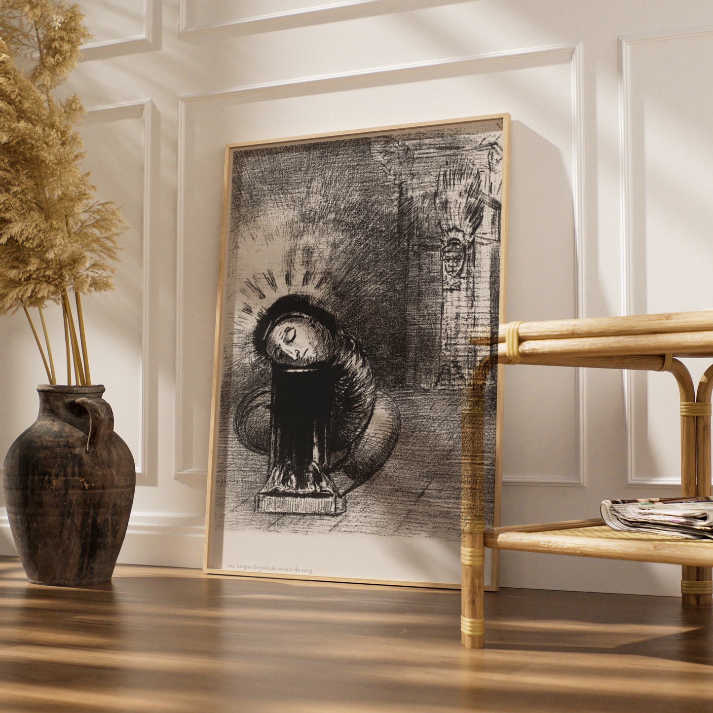 Gothic Halloween Art Print, Dark Surreal Horror Poster, Black Grey Occult Wall Art