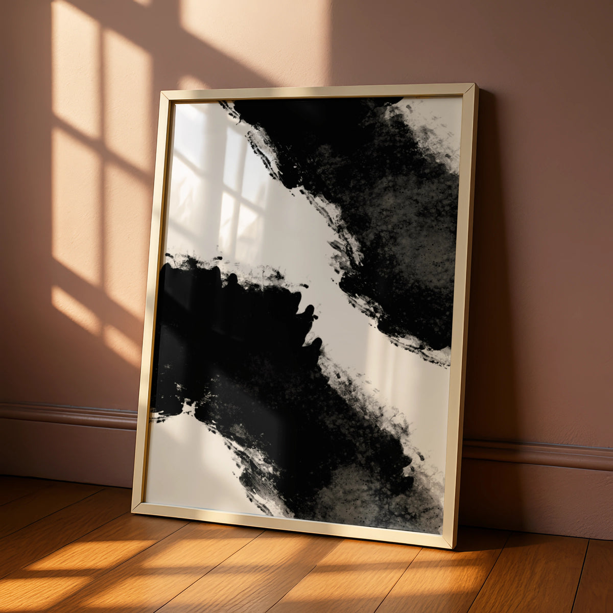 Abstract Ink Splash Monochrome Wall Art, Black and White Poster, Modern Print