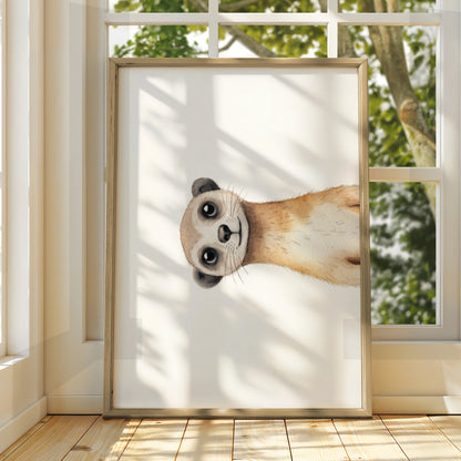 Meerkat Nursery Wall Art, Cute Animal Poster, Watercolour Baby Room Print, Kids Decor