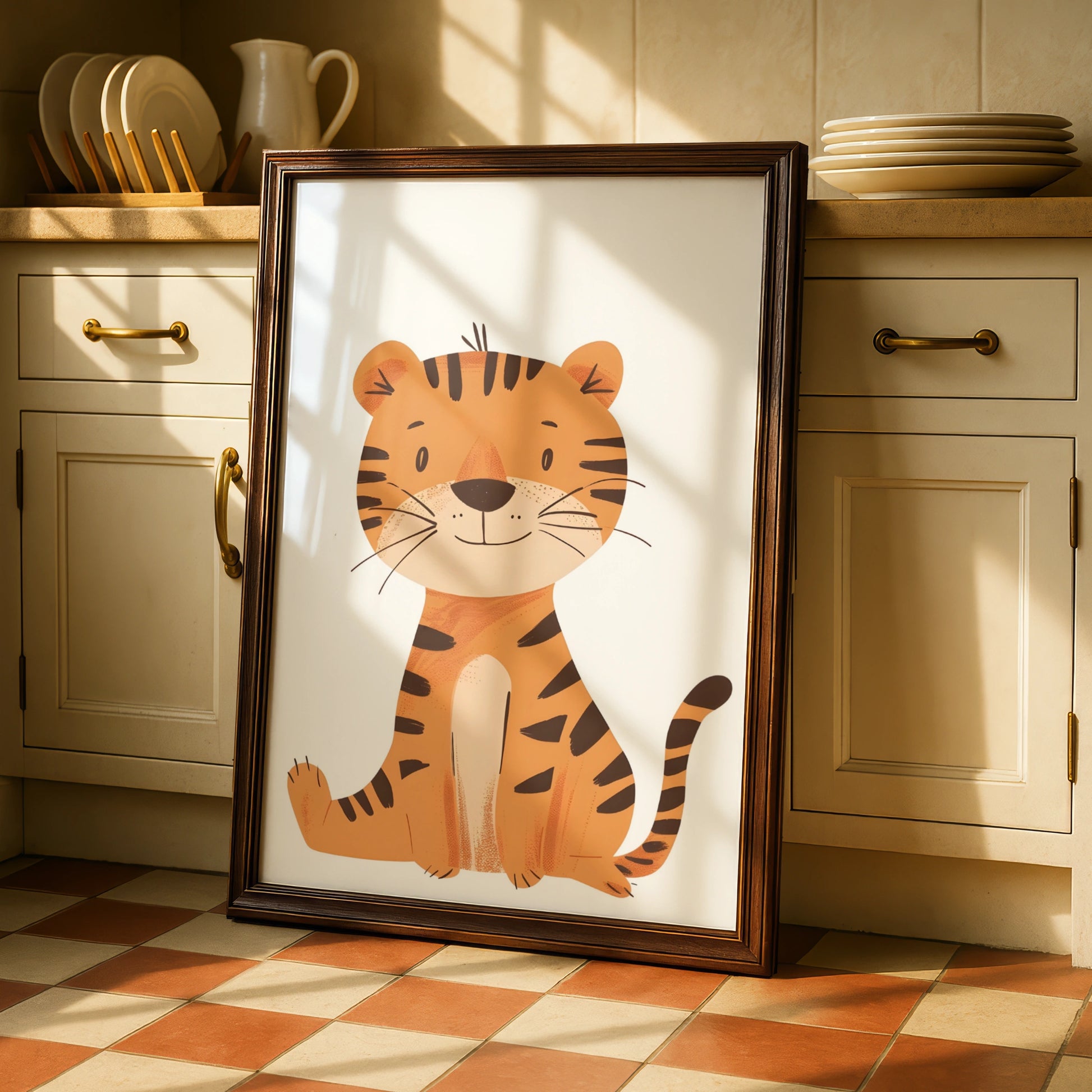 Cute Tiger Nursery Wall Art, Baby Animal Poster, Kids Room Decor, Children's Print