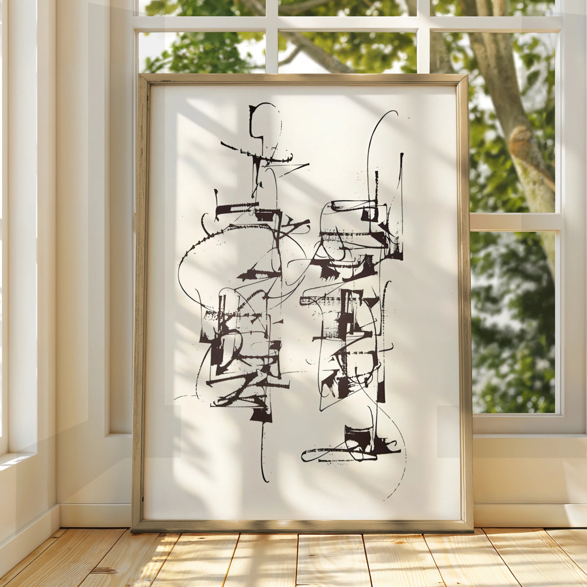 Abstract Monochrome Wall Art, Black and White Gestural Print, Modern Contemporary Poster