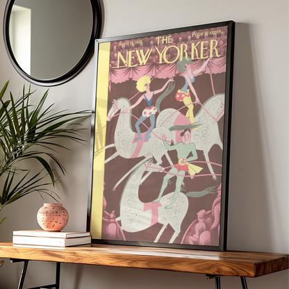 The New Yorker Circus Poster, April 1928 Vintage Cover Art, Acrobat Horse Print