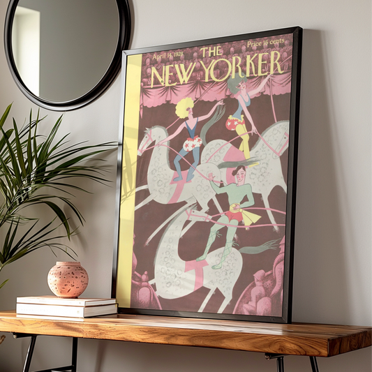 The New Yorker Circus Poster, April 1928 Vintage Cover Art, Acrobat Horse Print