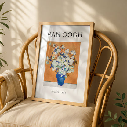 Van Gogh Roses 1890 Floral Wall Art Print | White Flowers Blue Vase Poster – product image 3