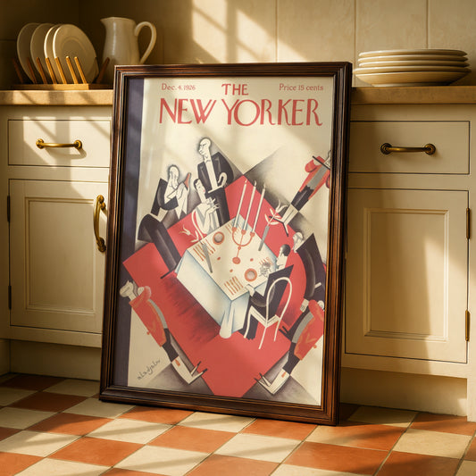 The New Yorker December 1926 Art Deco Dining Scene Vintage Cover Poster, Wall Art