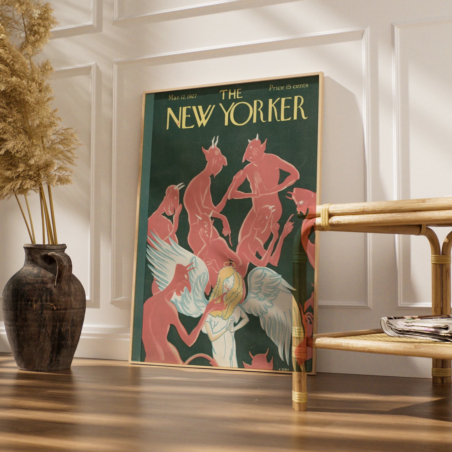 New Yorker Cover March 1927 Angel Devils Poster, Vintage Art Deco Wall Art Print