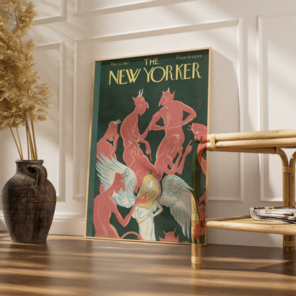 New Yorker Cover March 1927 Angel Devils Poster, Vintage Art Deco Wall Art Print