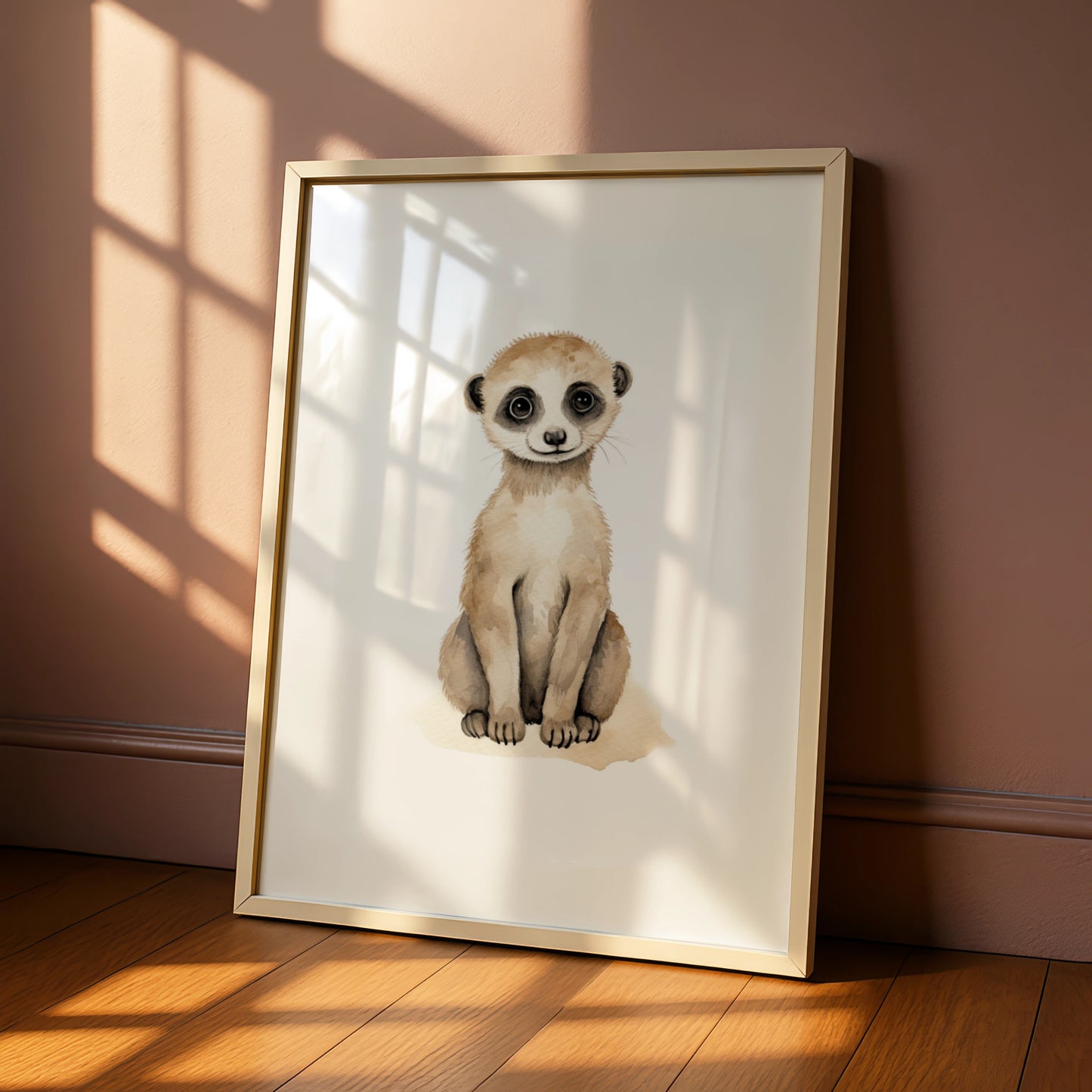 Meerkat Nursery Wall Art, Cute Animal Watercolour Print, Baby Room Poster, Kids Decor