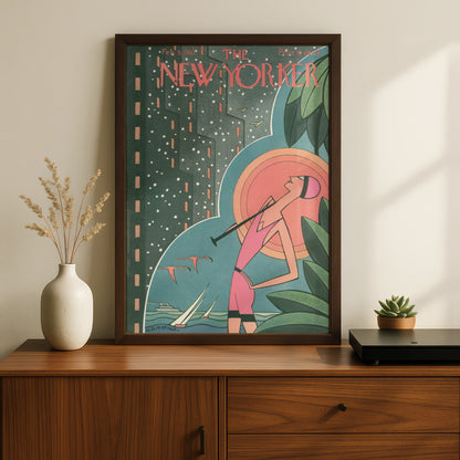 The New Yorker February 1927 Cover Art Poster, Art Deco Vintage Magazine Wall Art