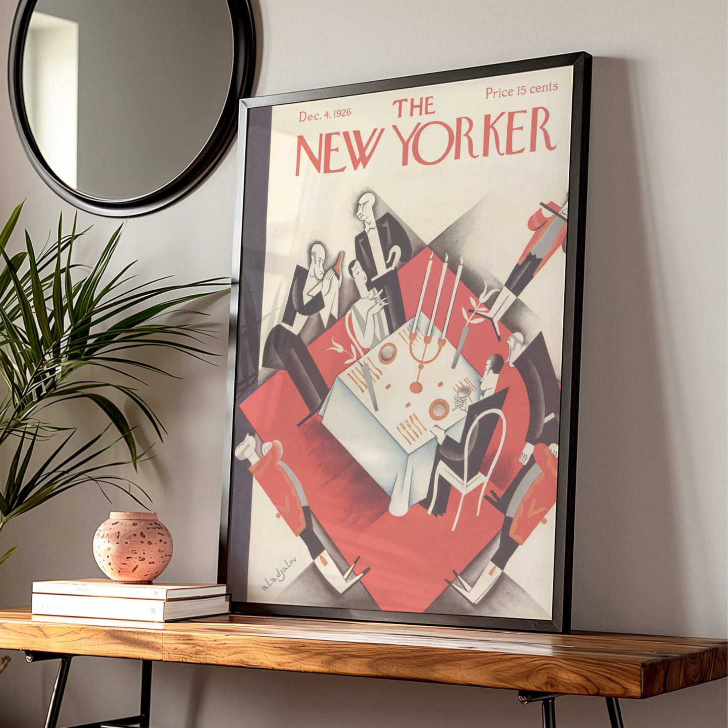 The New Yorker December 1926 Art Deco Dining Scene Vintage Cover Poster, Wall Art
