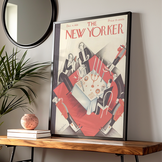 The New Yorker December 1926 Art Deco Dining Scene Vintage Cover Poster, Wall Art