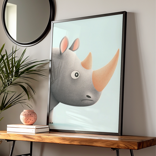 Rhino Nursery Wall Art, Cute Rhinoceros Print, Baby Animal Poster, Kids Room Decor