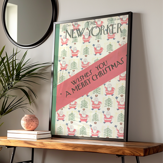 New Yorker Christmas Poster, Vintage 1929 Santa Claus Cover Art, Festive Holiday Wall Art