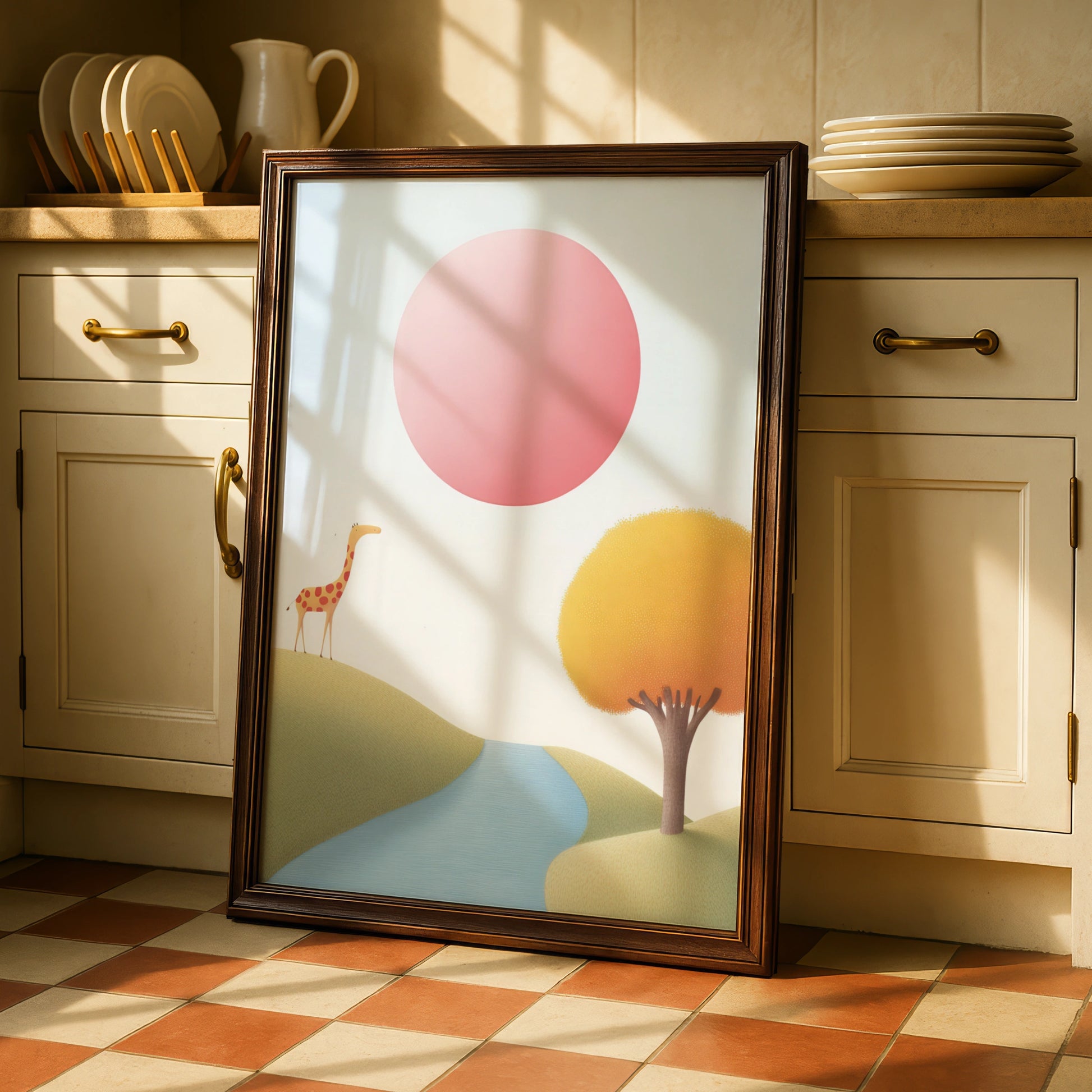 Giraffe Nursery Wall Art, Safari Animal Print, Kids Room Poster, Pastel Decor