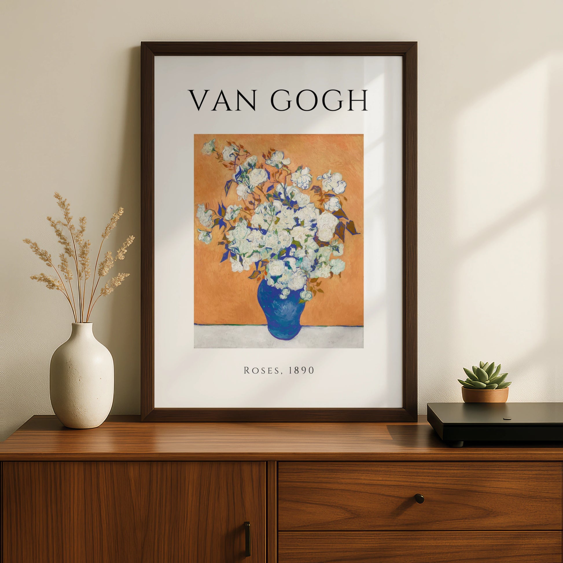 Van Gogh Roses 1890 Floral Wall Art Print | White Flowers Blue Vase Poster – product image 2