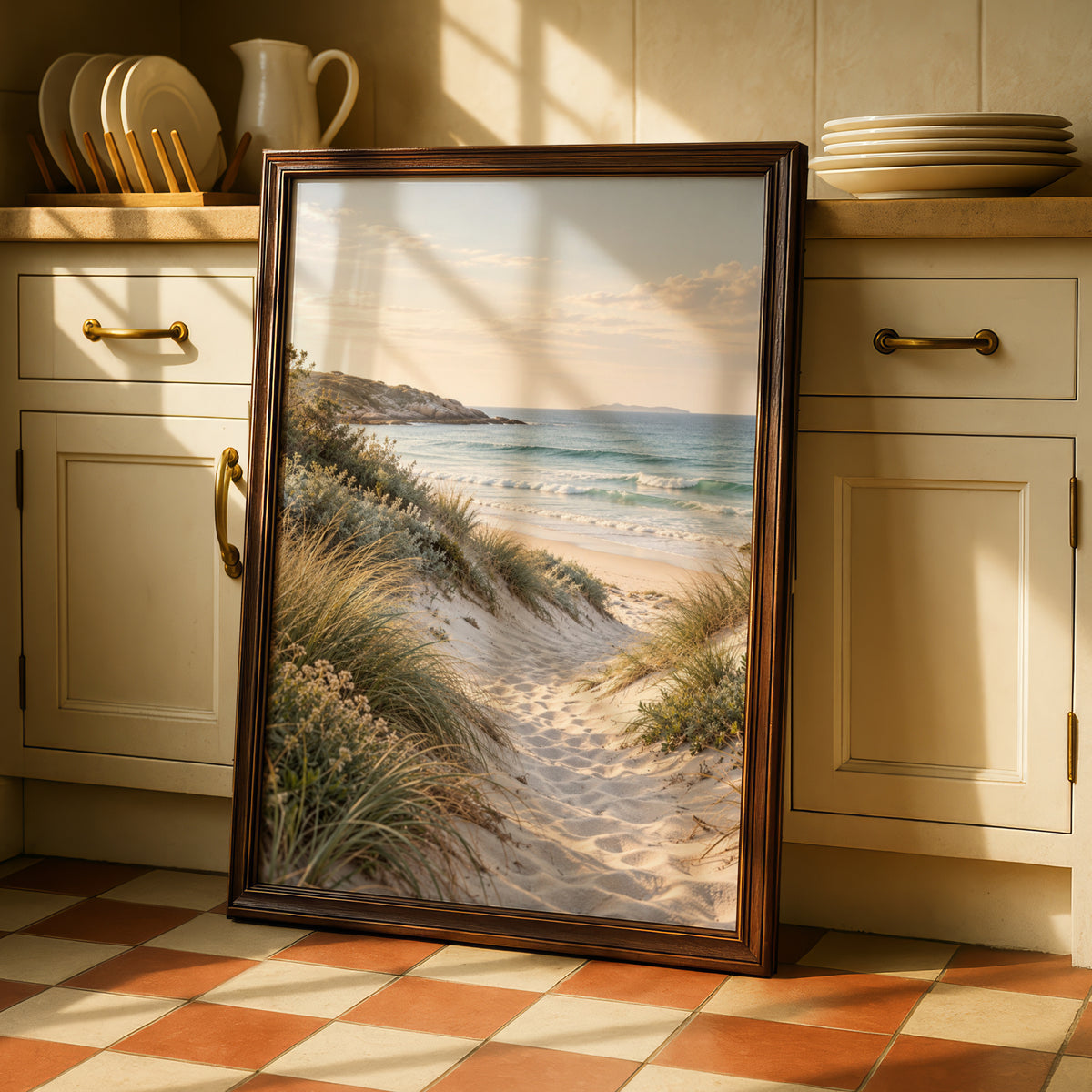 Australian Beach Dunes Print, Coastal Wall Art, Sandy Shore Landscape Poster, Ocean Sea Decor