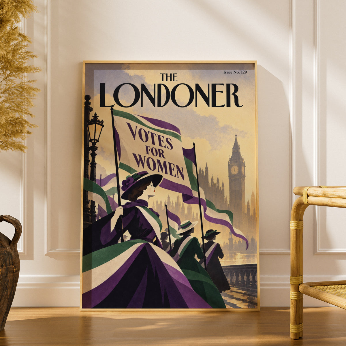 Suffragette Poster, Votes for Women Wall Art, Vintage London Magazine Cover Art Print, Big Ben