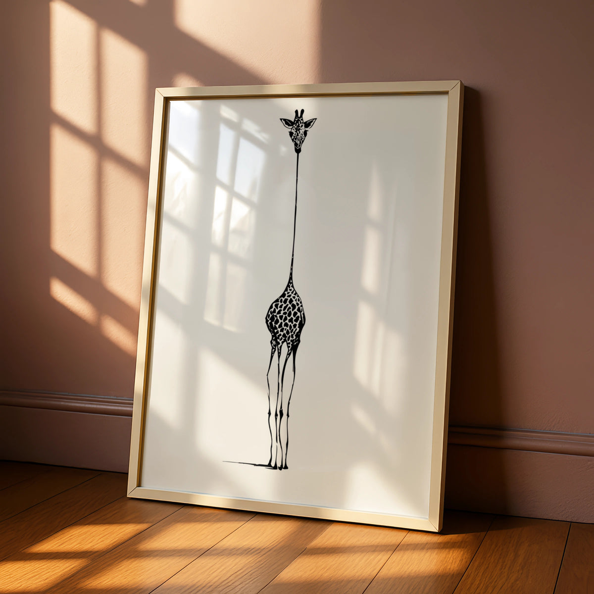 Giraffe Minimalist Print, Black and White Animal Poster, Modern Monochrome Wall Art, Gallery Wall