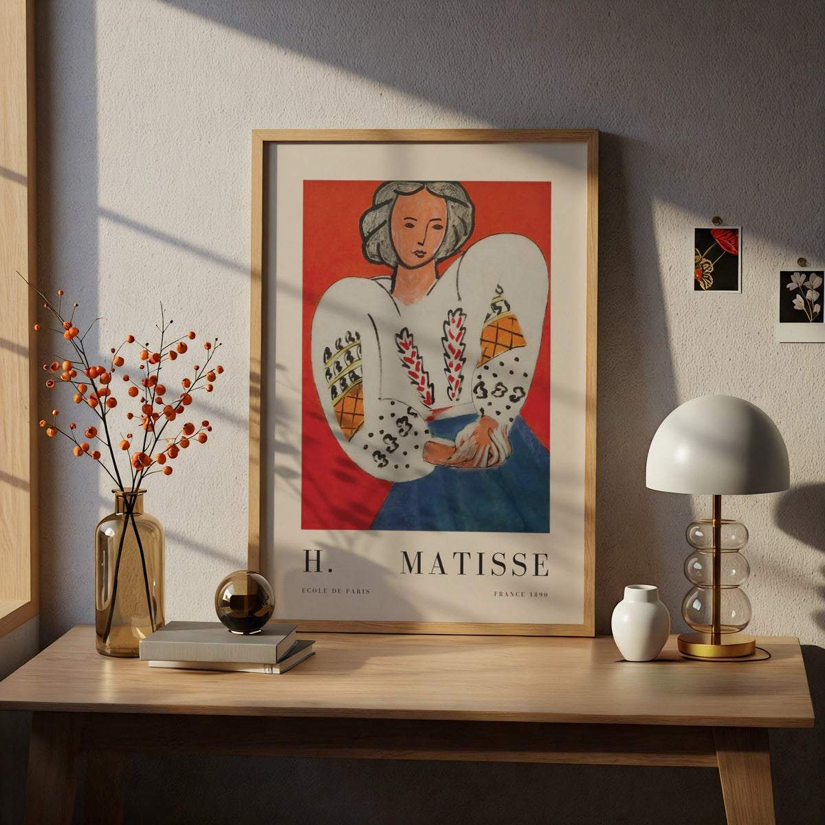 Red Woman in Blouse Wall Art Print, Colourful Vintage Modernist Poster – product image 5