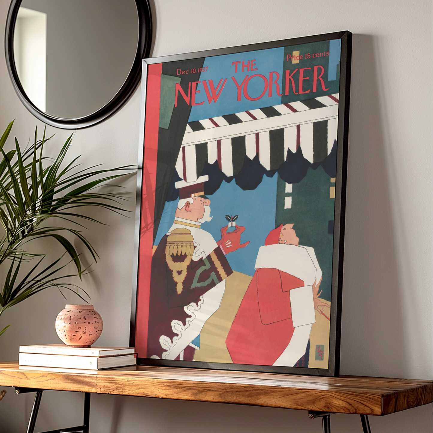 New Yorker Cover Poster Dec 1927, Vintage Art Deco Magazine Wall Art Print