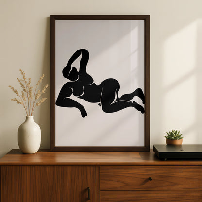 Henri Matisse Black Figure Poster, Reclining Woman Wall Art, Minimalist Body Print