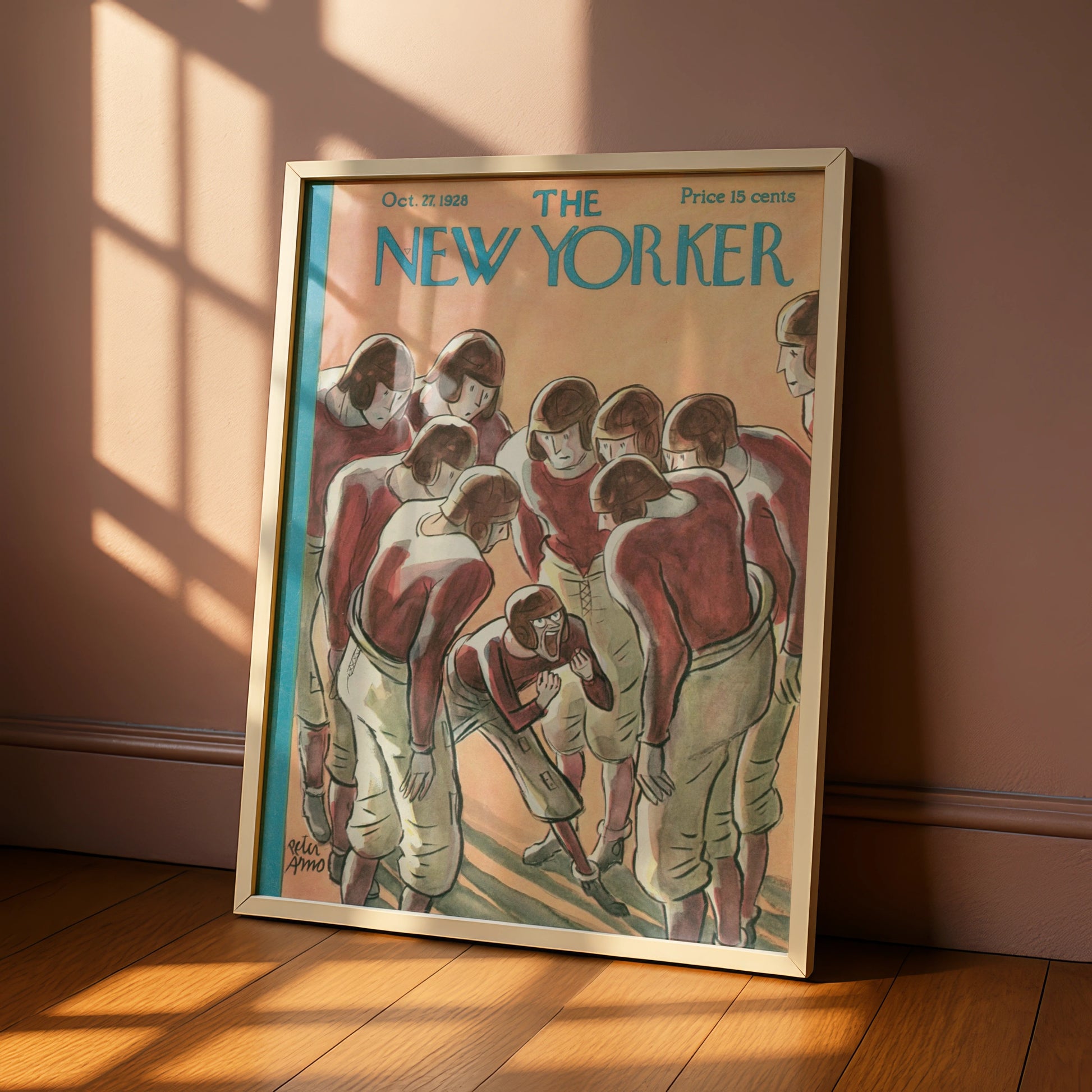 The New Yorker October 1928 Football Huddle Cover Art Poster, Vintage Sports Wall Art