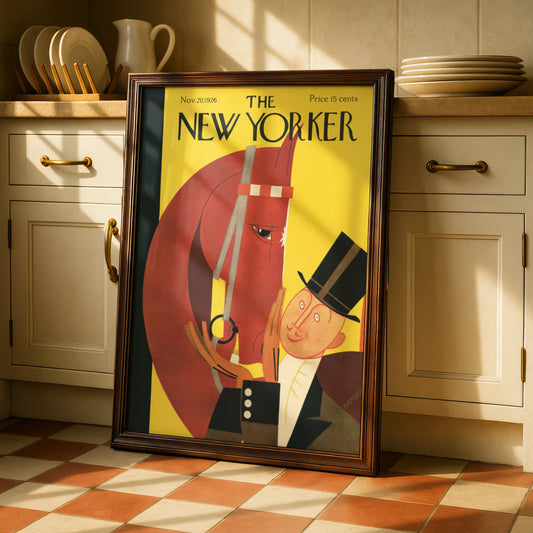 The New Yorker 1926 Cover Poster, Vintage Horse Art Deco Print, Yellow Wall Art