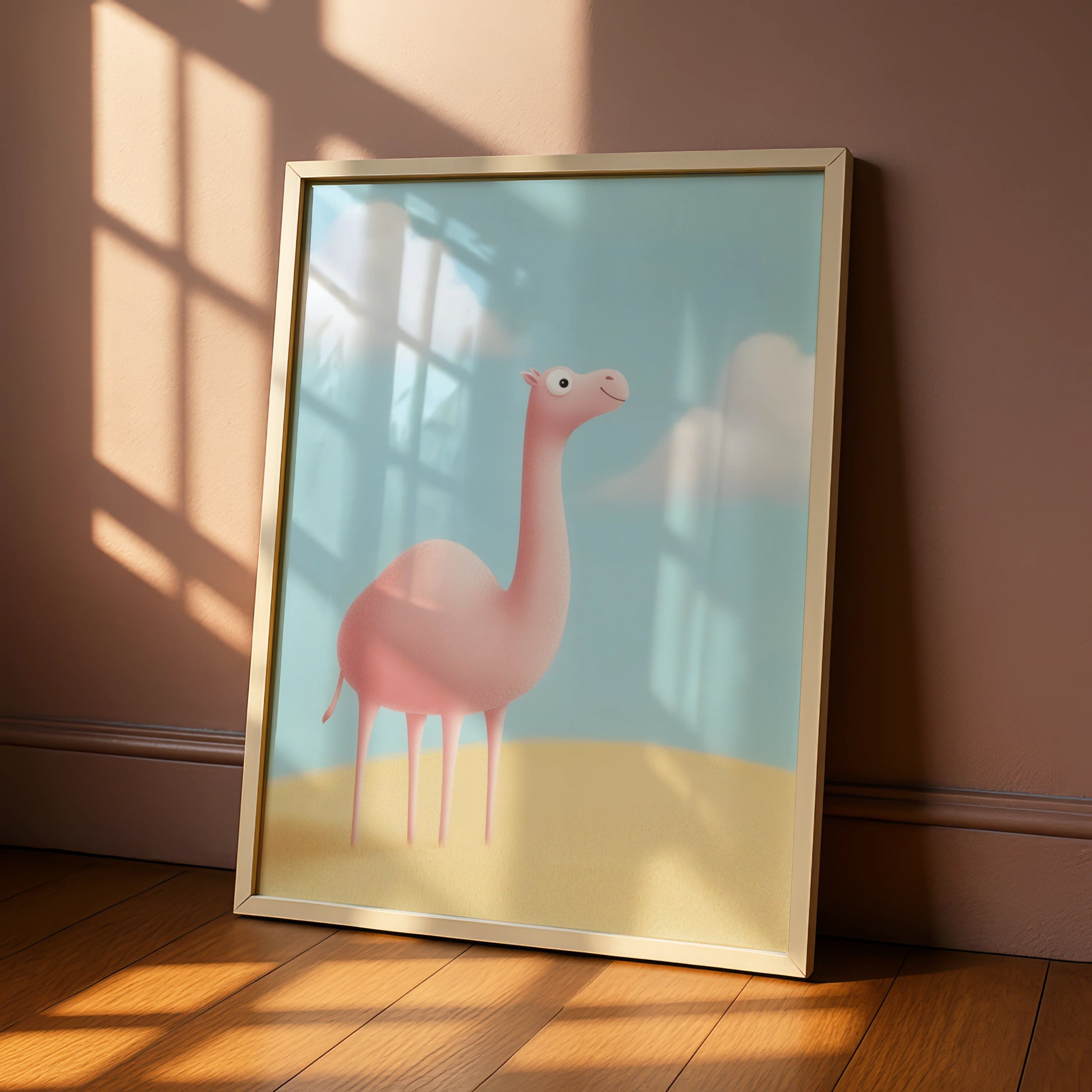 Cute Camel Nursery Wall Art, Pink Desert Animal Print, Kids Room Poster, Baby Decor
