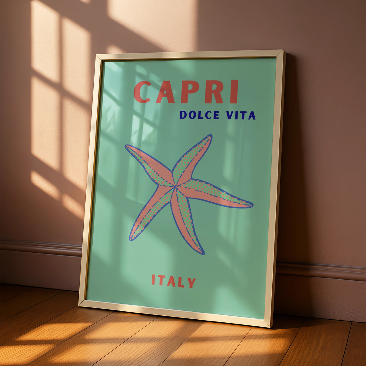 Capri Italy Travel Poster, Dolce Vita Wall Art, Retro Italian Coastal Print