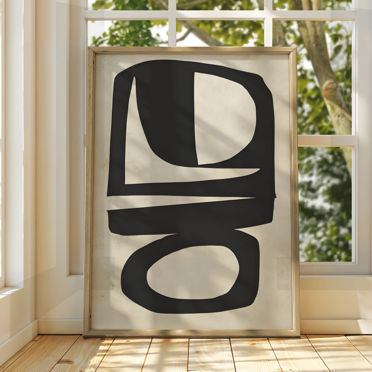 Abstract Monochrome Wall Art, Bold Black Shapes Print, Minimalist Neutral Poster, Modern Decor