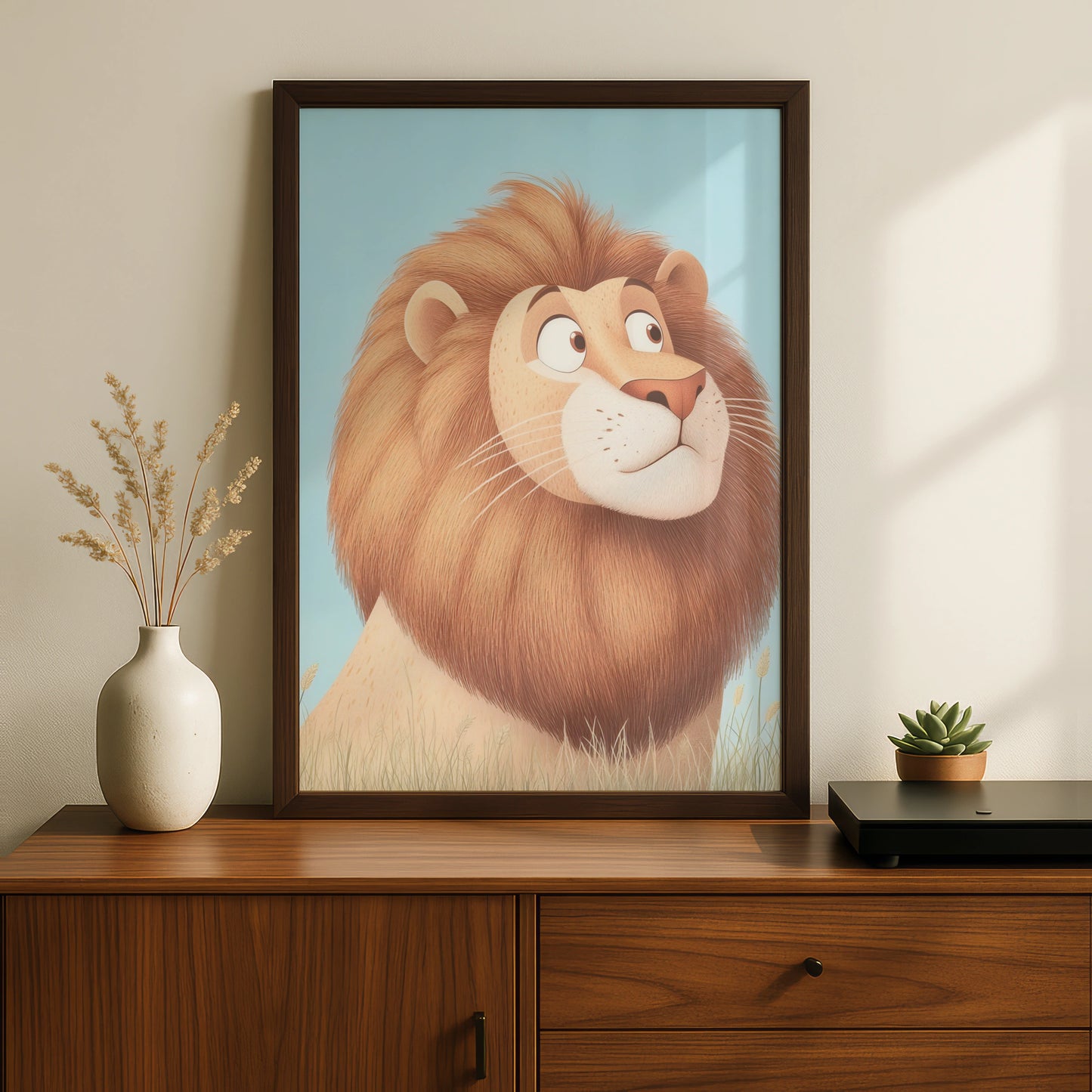 Lion Nursery Wall Art, Cute Lion Print, Baby Boy Room Poster, Safari Animal Decor