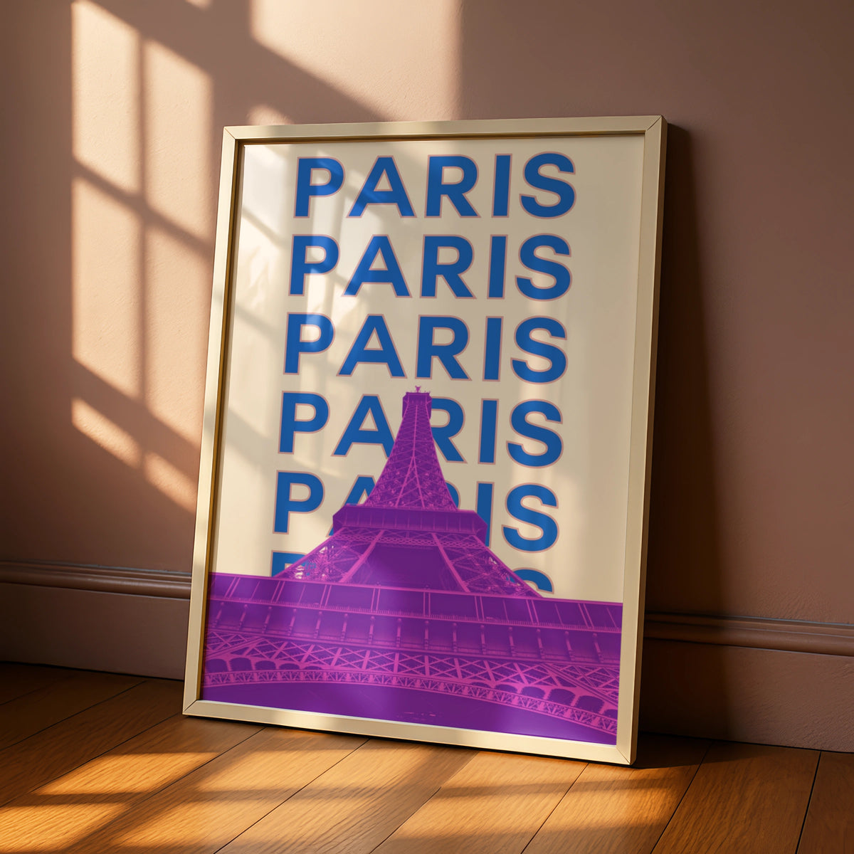 Paris Travel Poster, Eiffel Tower Wall Art, Retro France Print, Bold Typography City Decor