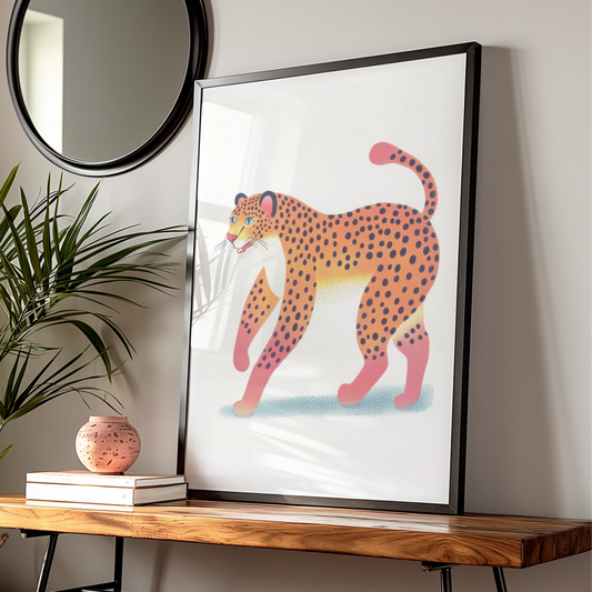 Leopard Nursery Wall Art, Colourful Cheetah Print, Kids Animal Poster, Children's Room Decor