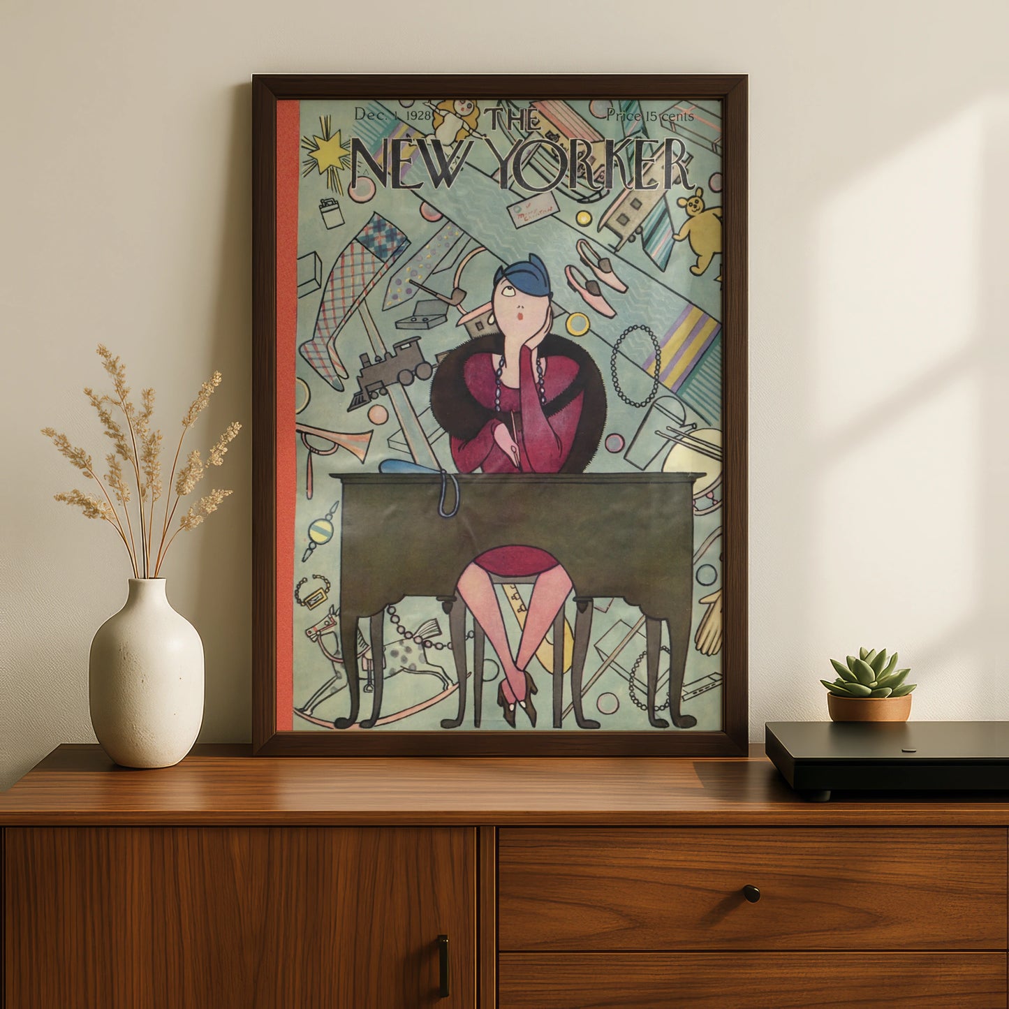 New Yorker 1928 Christmas Cover Poster, Art Deco Vintage Magazine Wall Art Print