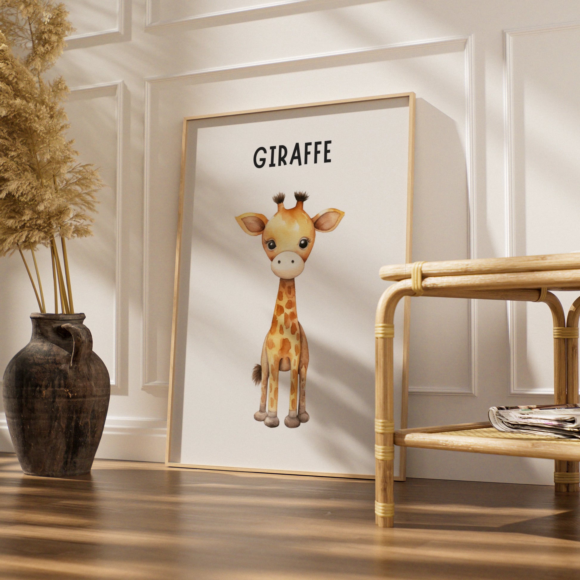Giraffe Nursery Wall Art, Cute Baby Animal Poster, Safari Kids Room Decor Print