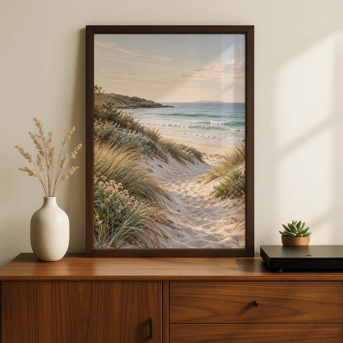 Australian Beach Dunes Print, Coastal Wall Art, Sandy Shore Landscape Poster, Ocean Sea Decor