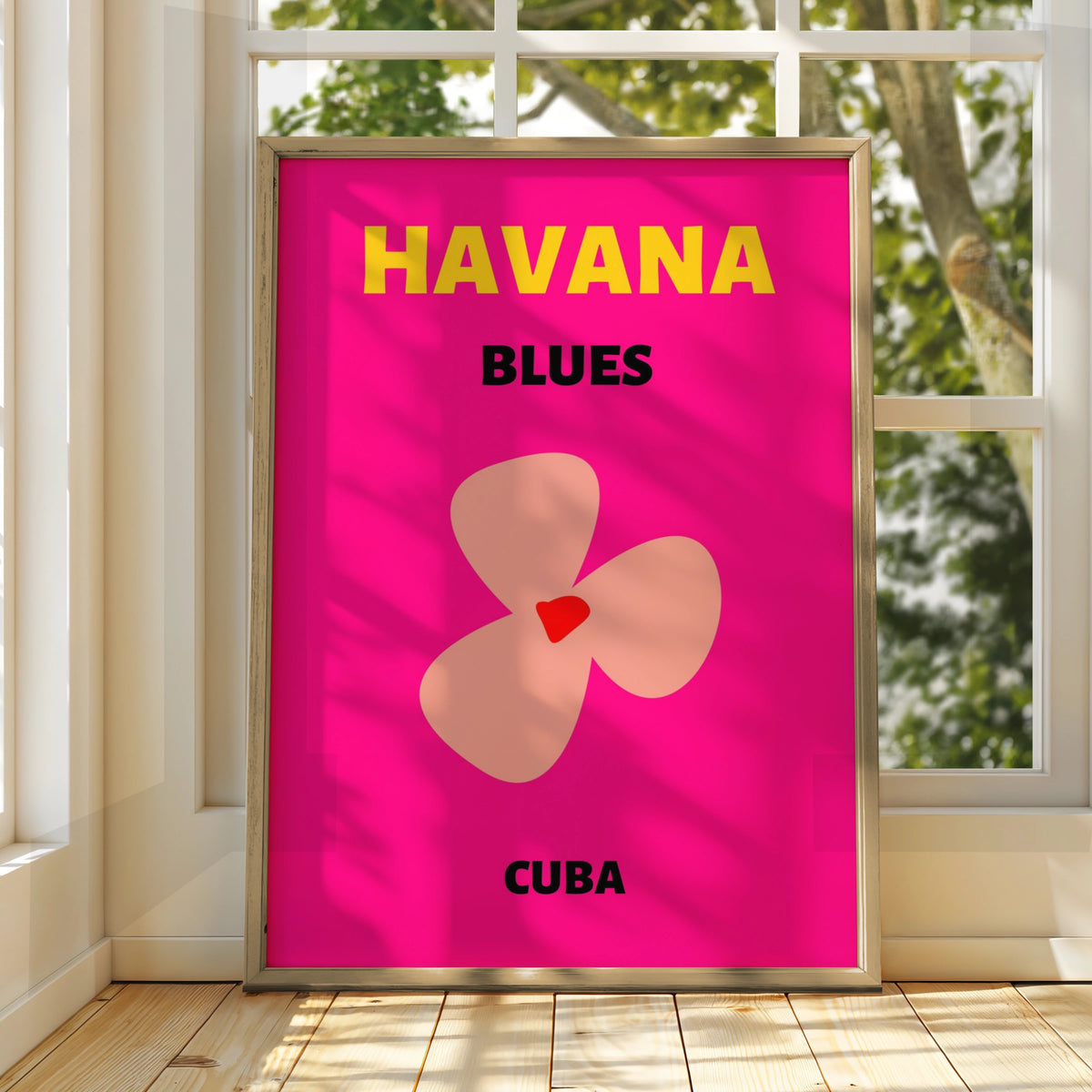 Havana Cuba Travel Poster, Retro Wall Art, Bold Floral Print, Caribbean Decor
